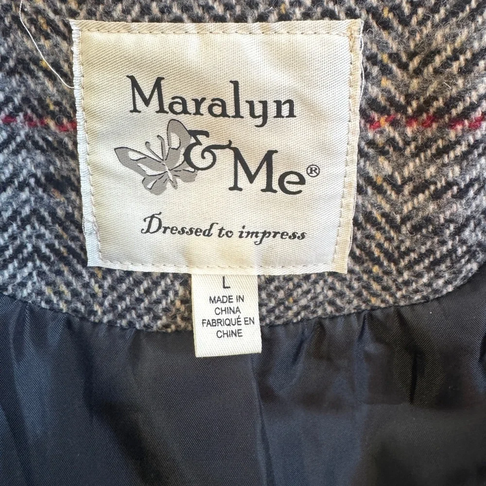 Maralyn & Me Plaid Single Breasted Reefer PEACOAT Juniors L